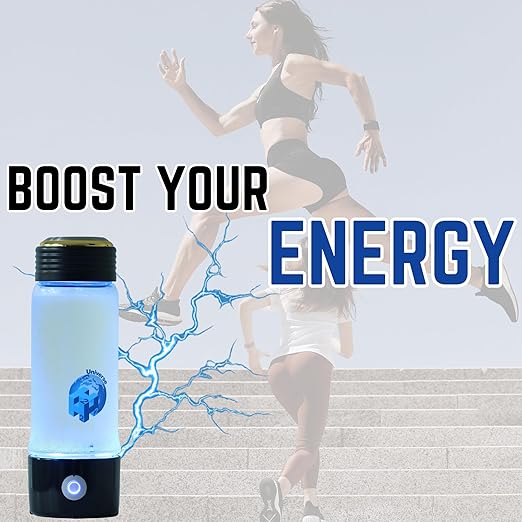 Hydrogen Water Bottle Generator 400ml – Glass SPE PEM Tech, Up to 2800+ PPB Molecular Hydrogen Generator with Nasal Cannula, Rechargeable, Portable, Compatible with Bottles