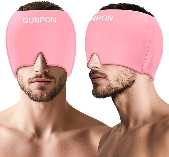 Valentines Day Migraine Relief Cap Gifts for Her HimHeadache Relief Cap Ice Pack Mask,Cooling Gel Head Wrap for Tension,Stress,Hangover,Puffy Eyes Gifts for Women Men Mom-Pink