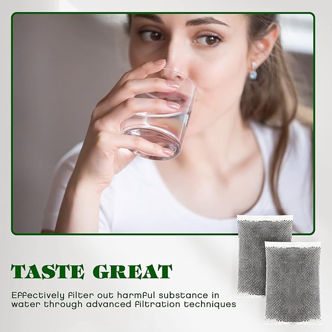 Weewooday 50 Pcs Activated Charcoal Distiller Water Filters, Coconut Shell Replacement Activated Carbon Filter Sachets Compatible with Megahome and Other Countertop Distillers