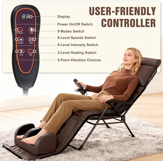 Full Body Massage Mat with Heat, Detachable Shiatsu Neck and Foot Massager, Vibration Massage Mat for Back Pain Relief, 9 Modes 3 Timers, Inflatable Lumbar Pillow, Home Office Gift for Men Women