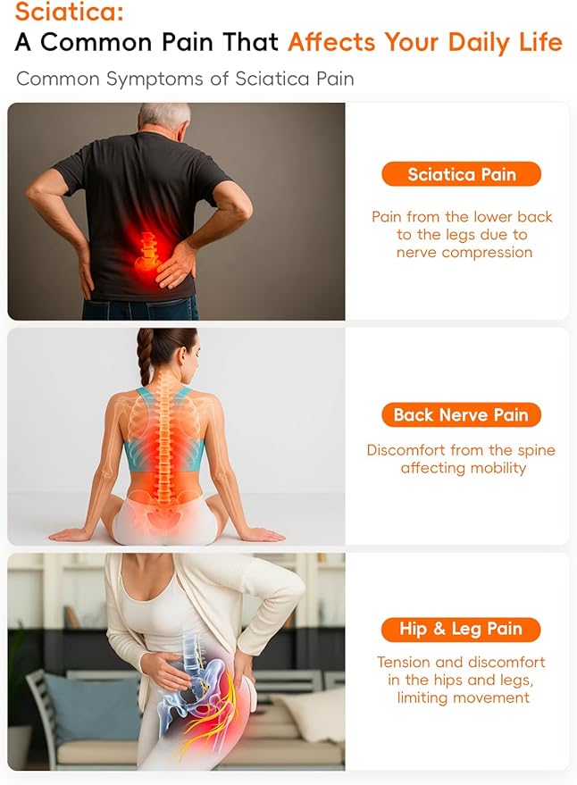 DiDEER Sciatica Pain Relief Devices, Deep Tissue Massager with Multi-Mode Technology,Heat & Light, Targeted Relief for Sciatic Nerve & Lower Back Pain