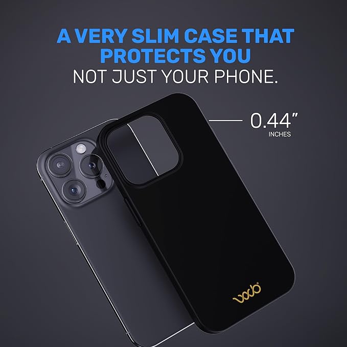 WAVEBLOCK EMF Protection Silicone iPhone Case, Radiation Blocker Cell Phone Case, 5G Shield Reduction, Lightweight, USA Patented and Tested in FCC Lab, iPhone 15 Pro Black