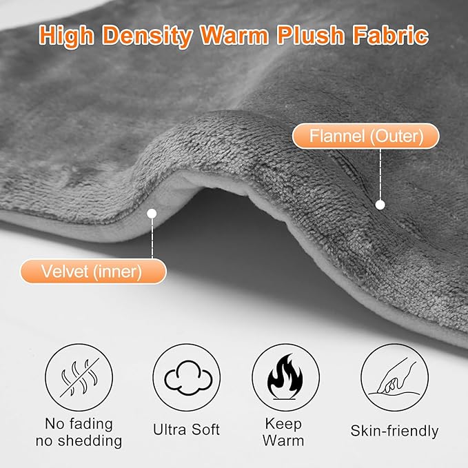 Heating Pad for Back Pain Relief Weighted Heating Pad for Neck and Shoulder Cramps 6 Heat Settings 6 Timers Auto Off Birthday Gifts for Women Men Mom Dad ETL Certified Gray