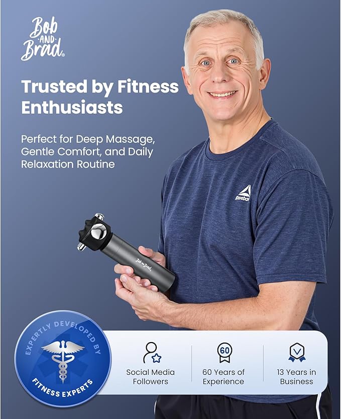 BOB AND BRAD VibeFlow Vibration Massager (Not Percussion), FSA-HSA Eligible, 116Hz Deep Tissue Therapy Massage Gun for Sensitive Joints, Muscle Pain Relief, Fascia Release, Trigger Points & Full Body