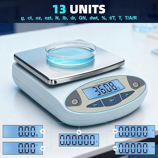 Lab Scale 6000gx0.01g,Analytical Balance 0.01g High Precision Electronic Digital Balance Scale, Scientific Scale Gram Scale Digital Balance for Kitchen Lab Weighing Jewelry Scale