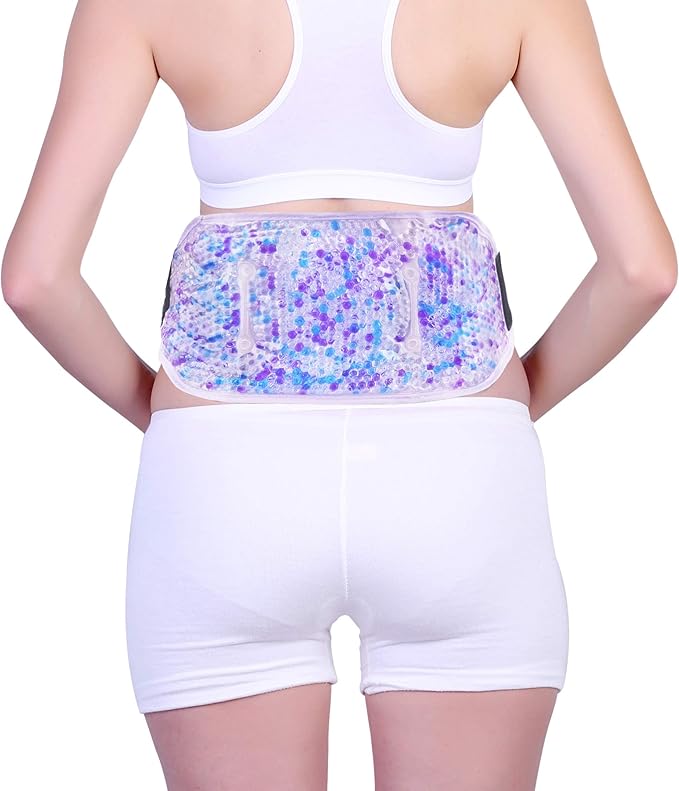 Premium Hot Cold Gel Bead Ice Pack by FOMI Care | Cool Compress for Lower Back, Shoulder, Knee, Bicep, Stomach | Coccyx, Sciatica, Tailbone Pain Relief | Flexible, Reusable Heating Pad | (Purple)