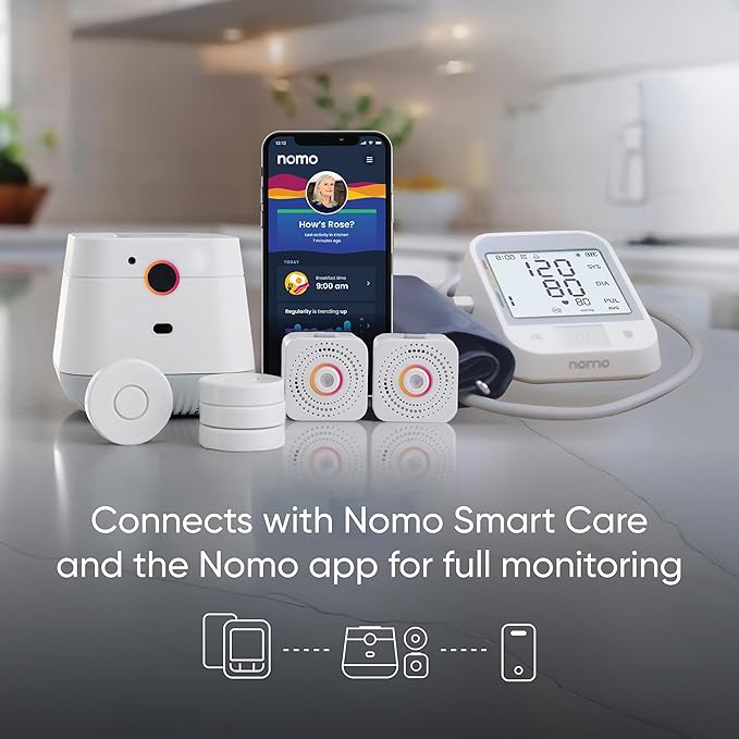 Blood Pressure Monitor – Upper Arm Cuff with Bluetooth App Sync, Irregular Heartbeat Detection, WHO Risk Indicator, Dual User Profiles, Large Display, Batteries Included