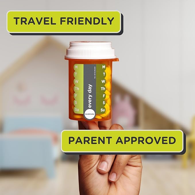TOOKTAKE Daily Tracking Stickers/3 Pck for Vitamins & Medication in Any Form,Vitamin Organizer,Easy Pill Tracker,Daily Pill Organizer,Medicine Organizer,Weekly Pill Box,7 Day Week, AM/PM,Day & Night