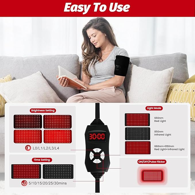 Red Light Therapy Pad for Body, 3-in-1 LED 660nm & 850nm Infrared Light Therapy Pad for Dogs, Shoulder, Back, Knee.with Timer Controller Gift for Women Men