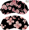 2 Pack Sleep Eye Mask for Women Men, Soft Breathable Eye Cove No Pressure Blackout Night Blindfold for Sleeping Light Blocking with Adjustable Strap, Pink Flowers Printing