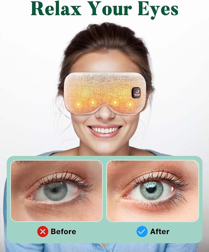 Heated Eye Mask for Dry Eyes, FSA Eligible HSA, Cordless Warm Compress for Eyes, Light Blocking Eye Heating Pad, Styes, Sleep, Cover Washable, Rechargeable, Light Gray