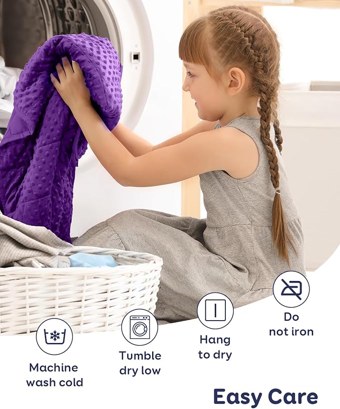 Kivik 2 lbs Weighted Lap Pad, Ultra Soft Minky Dotted Heavy Blankets Throw for Better Study Relaxing & Sleeping, Machine Washable, 20 x 30 Inches, Purple