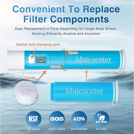 Membrance Replacement (4 Pack) for Water Filter Straw, Portable Replacement Filter for Camping, Hiking & Emergency Preparedness