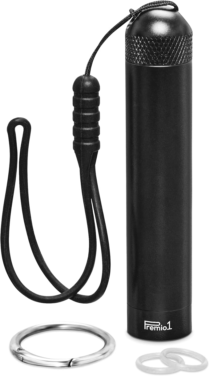 Regular Size 4” Storage Tube, Odor Locking Smell Proof, Waterproof Container, Medication Pills Supplements etc… Holds up to 85mm Length, Outdoor EDC Metal Holder, Pocket Size Travel - Black