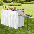 VINGLI Ice Table with Side Table, Portasble Cooler Table with Removable Skirt, Patio Table, Indoor & Outdoor Bar for Events, Parties and Camping White