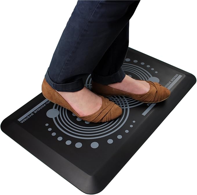 Floortex AFS-TEX 2000 Black Active Anti-Fatigue Comfort Mat 16" x 24" Compact (FC24161ABK)