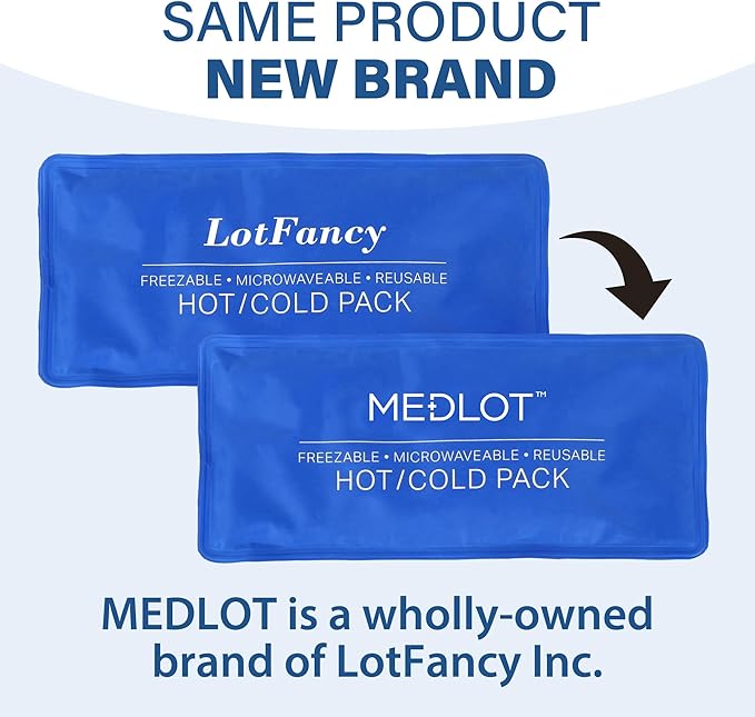LotFancy Ice Pack for Injuries, Pack of 2, Reusable Hot Cold Pack for Therapy, Cooling or Heating Pad for First Aid, Back Shoulder Neck Head Feet Pain Relief, 11 x 5 Inches