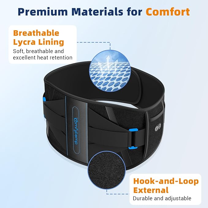 Comfytemp Cordless Heating Pad with Back Brace for Lower Back, FSA Eligible HSA Portable Wireless Wearable Heated Waist Belt, Rechargeable Lumbar Support Birthday Gift, 3 Heat 3 Timer, 52"(No Massage)