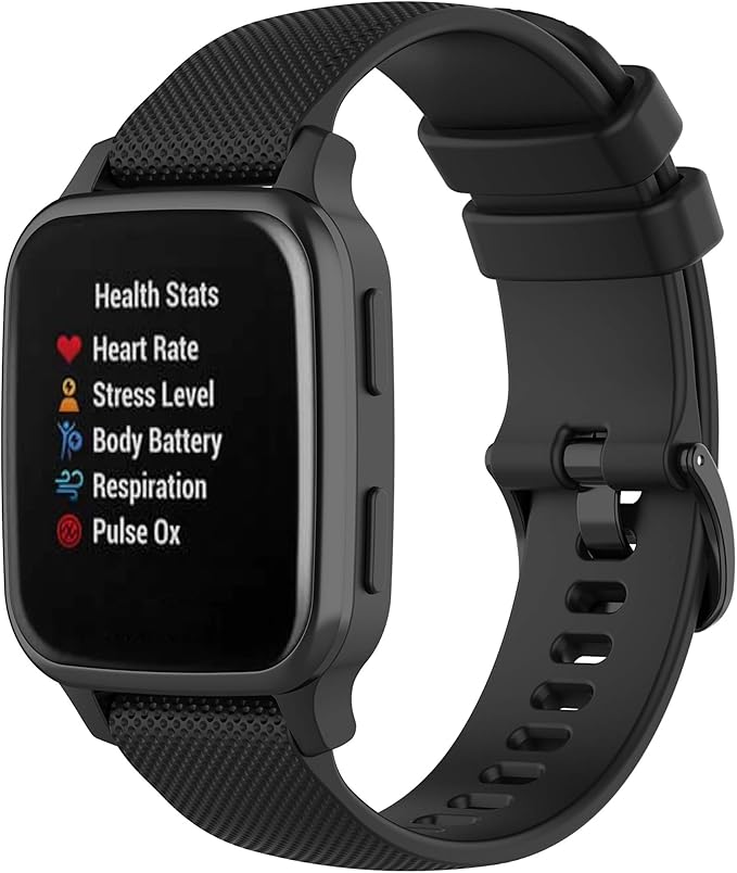Compatible with Garmin Venu Sq Bands for Women Men, 20mm Quick Release Silicone Replacement Band Wristbands Straps Bracelet Fit for Garmin Vivoactive 3 Music, Forerunner 245 645 (Black)