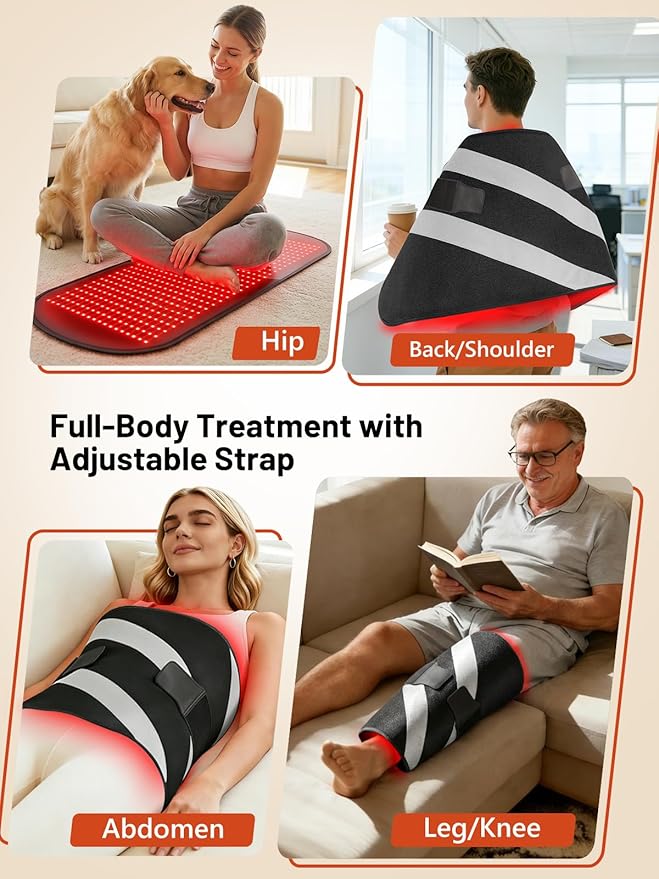 35.4" x 17" Red Light Therapy Mat for Body, 500 LEDs Near Infrared Light Therapy Pad with 90Min Timer, 660nm & 850nm Home Red Light Therapy Blanket for Whole Body Relief, Mood Boost & Sleep Promotion