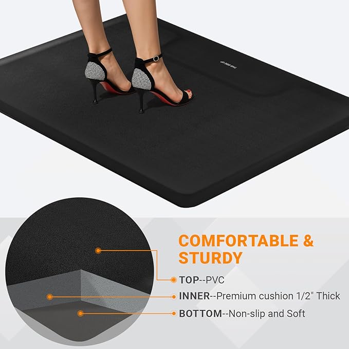 Salon Barber Floor Mat Anti Fatigue for Hairstylist Standing 3' x 4', 1/2'' Thick Comfort Matt Square Base for Salon Styling Chair, Hair Cutting Hairdressing Beauty Equipment