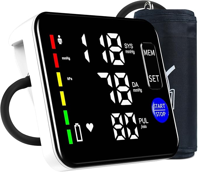 Blood Pressure Monitor Rechargeable Upper Arm Blood Pressure Monitors for Home Use Large Screen Bp Machine, 2x120 Memory, Voice Broadcast Bp Monitor (Black)