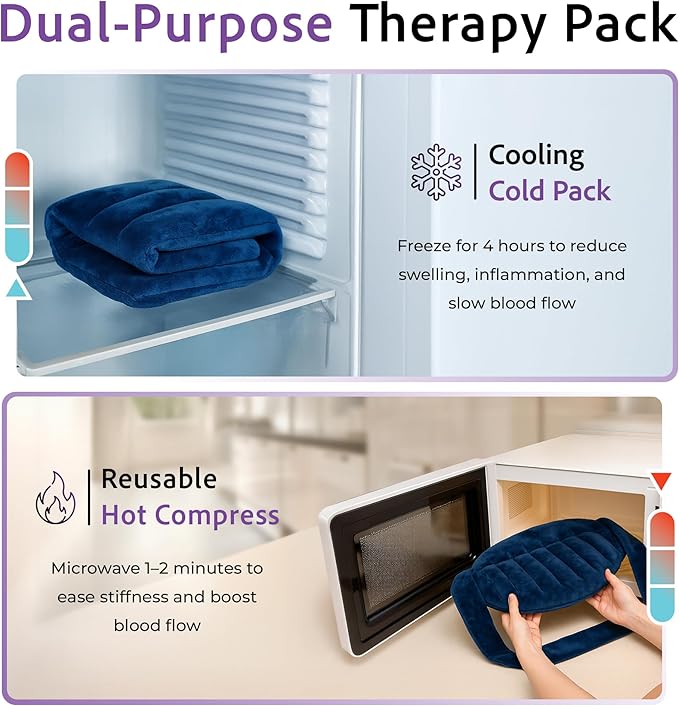 Microwavable Heating Pad for Back Pain Relief – Moist Heat Pack for Neck & Shoulders – Microwave Wheat Bag with Long Ties – Reusable Hot Cold Therapy Wrap for Cramps, Stress & Muscle Relaxation XL 71”