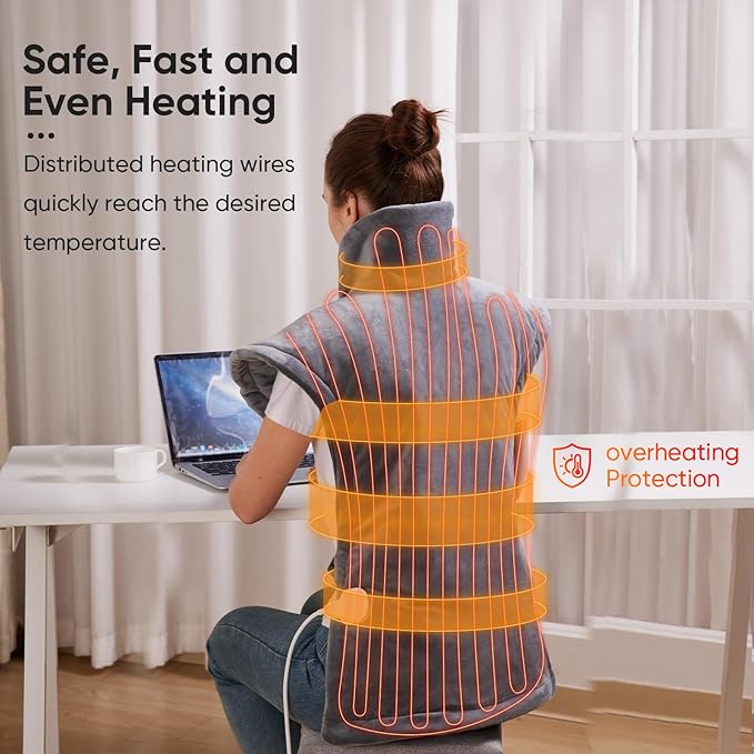 Large Electric Heating Pad for Full Body Pain Relief – 25"x37" Heating Pad for Neck, Back & Shoulder with 5 Heat Settings, Auto Shut-Off, & Timer, Ideal Gift for Man Women & Seniors