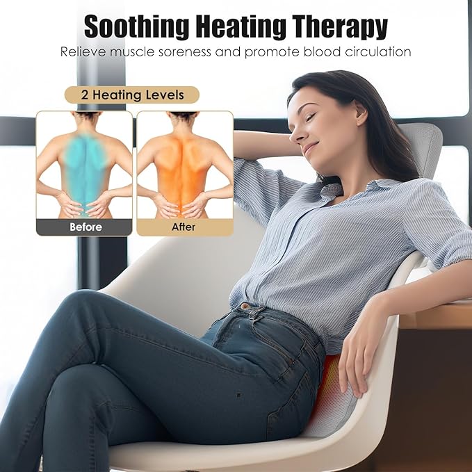 Full Body Electric Massage Mat with Heat, Vibration Back Massage Pad Cushion with Inflatable Head Pillow and Lumbar Pillow, 10 Vibration Motors 3 Timers (28"x14")