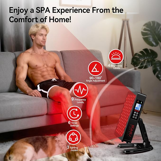 Red Light Therapy for Body & Face, Red Near Infrared Light 610-920nm with Timer and Adjustable Stand, Touch & Remote Control, 70 LEDs. Clinical Grade Panel for Energy, Pain, Skin, Recovery