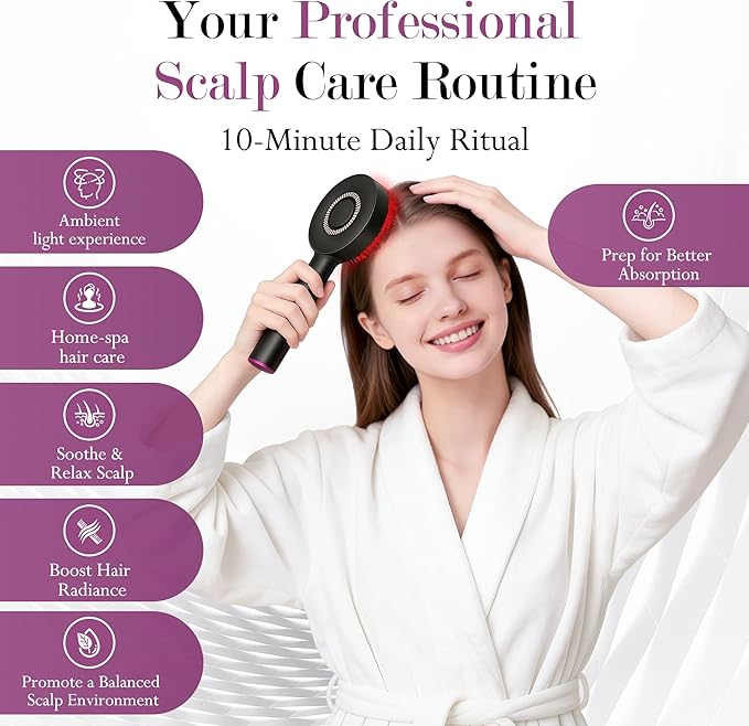 3-in-1 Rechargeable Scalp Massager Hair Growth Oil Applicator, Gentle Scratching & Kneading, IPX7 Waterproof, Electric Head Massage Tool for Home Spa, Portable Scalp Brush for All Hair Types
