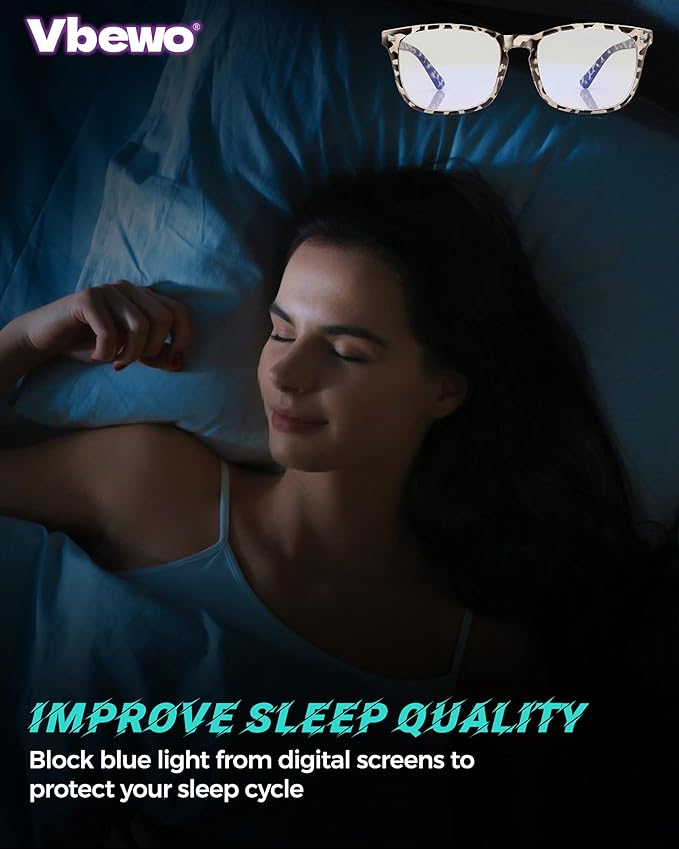 2 Packs Professional Sleep Glasses with 97.6% Blue Light Blocking Dual AR Coatings Clear Lens, Computer Gaming Glasses for Men Women, Anti Fatigue & Eye Strain
