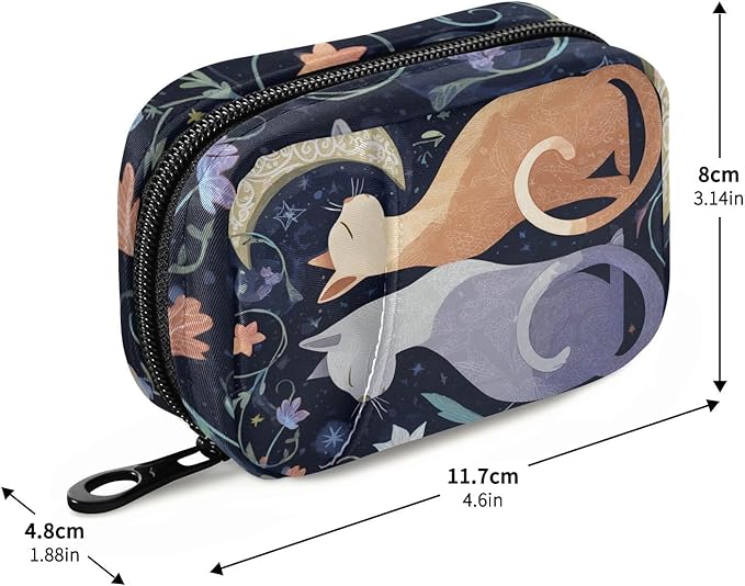 Pill Organizer Box Case Container Weekly Travel Daily 7 Day Pill Dispenser Sorter Vitamin Holder Medication Medicine Organizer Pill Case for Purse Small Compact Portable Cute Cat
