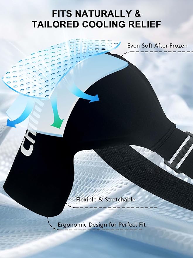 Shoulder Ice Pack Rotator Cuff and Arm Cold Therapy,Reusable Hot Gel Wrap,Instant Relieve Shoulder Pain, Fatigue, Sports Injury, Surgery Recovery Gifts for Men & Women (Standard Black)