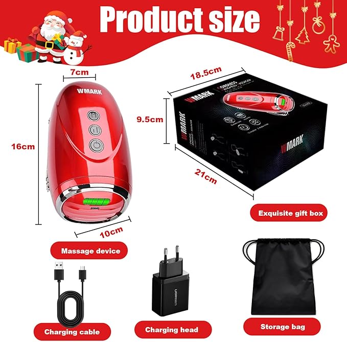 Cordless Handheld/Barber Massager Massager, Charge Neck/Legs/Hand/Face Massager, 2 Massage Nodes 2600AMH （Red）