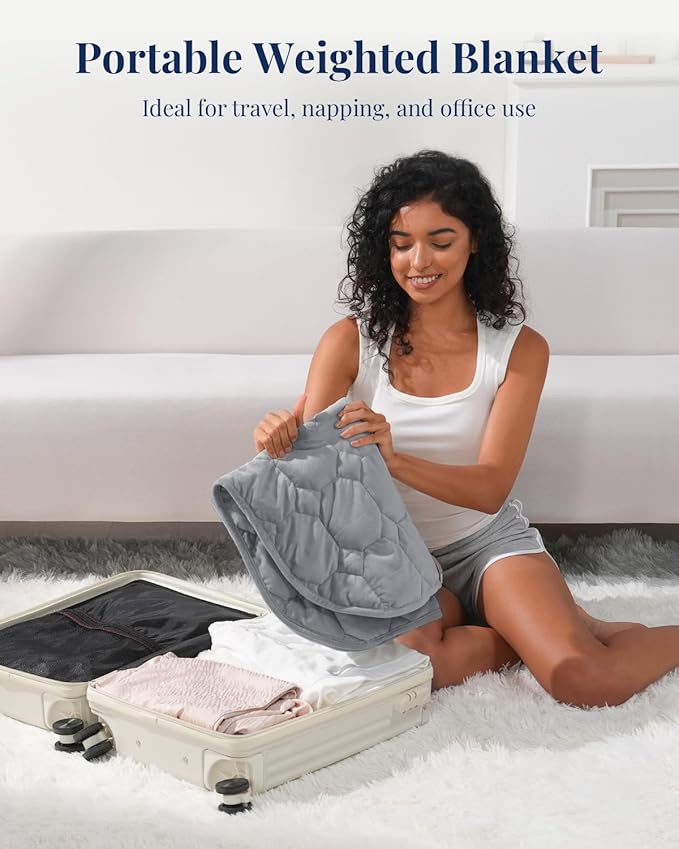 Kivik Weighted Lap Blanket 5 lbs for Adults, Small Weighted Lap Pads, Washable Weighted Lap Pad, Washable Mini Heavy Travel Blankets for Calming & Relaxing, Portable & Breathable 24"x29", Grey