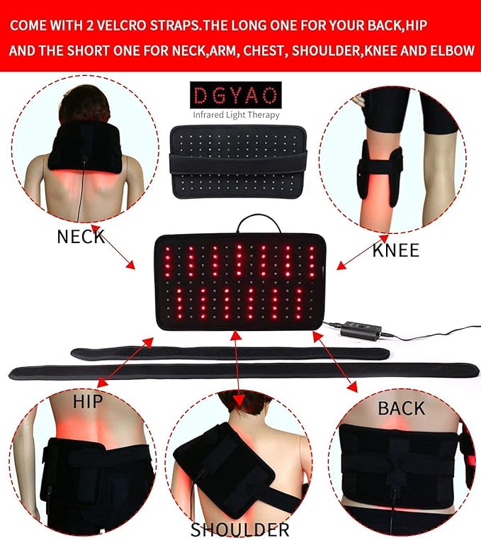 Red Light & Near Infrared Therapy Wrap FDA Cleared Led Light Therapy Back Pain Relief Device Wearable Deep Penetrating Pad Relief for Joints Knee Pain