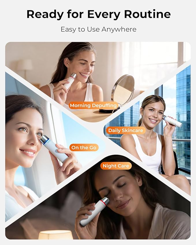 Depuffing Wand with Cold and Heat, Eye and Face Depuffer for Puffiness and Dark Circles, Heated Eye Wand and Ice Roller for Face, Portable Facial Massager for Skincare at Home and Travel