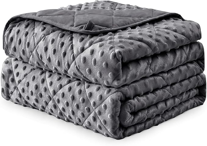 Grey Weighted Blanket for Adults 20lbs, 48"x72", Twin Full Size Cooling Minky Heavy Throw Blanket for 130-220lbs, Soft Winter Thick Big Blankets Weighted Comforter Gift for Sleeping