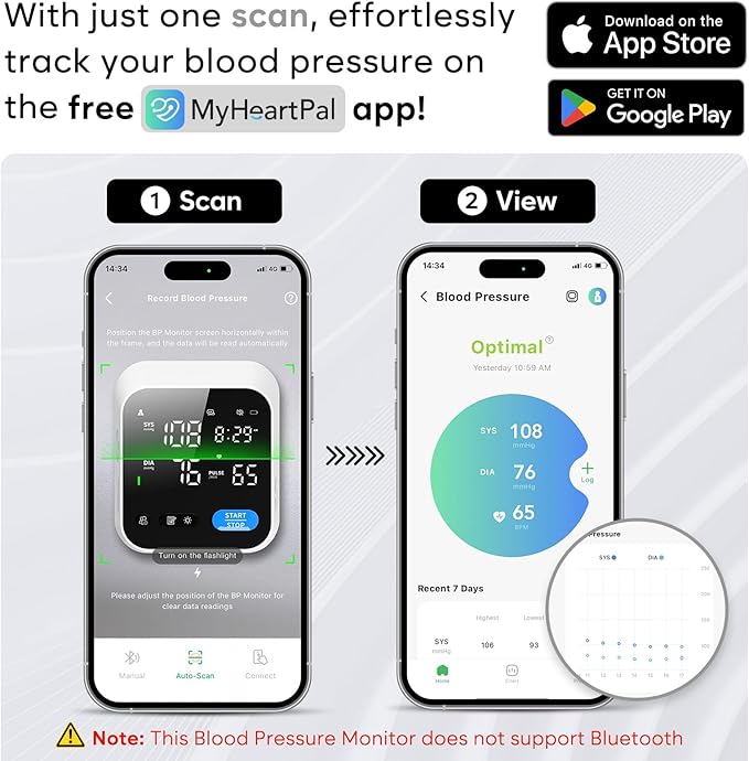 Easy@Home Blood Pressure Monitor for Home Use, Digital Talking BP Machine with Adjustable Voice, Large 3-Color LED Display, One-Touch Operation, Free MyHeartPal App, No Bluetooth, EBP-703