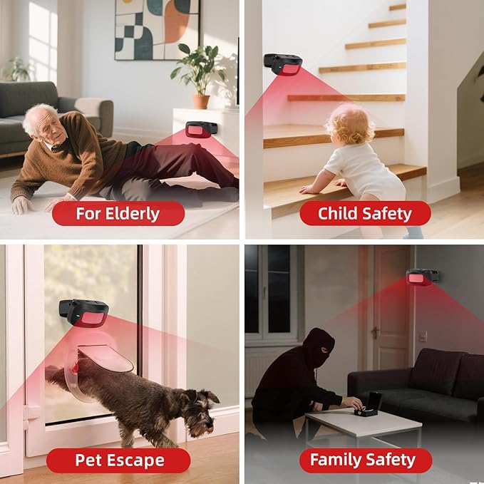 CallToU Wireless Motion Sensor Alarm Indoor Motion Detector Alarm Bed Alarms for Elderly Dementia Patients Motion Sensor Door Chime for Business with 500FT Range, 5 Adjustable Volume 2Sensor+1Receiver