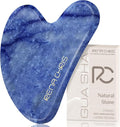Rena Chris Gua Sha Facial Tools: Natural Blue Aventurine Guasha Tool for Face Acupuncture Therapy, Facial Massager for Jawline Sculpting and Puffiness Reducing (Blue)