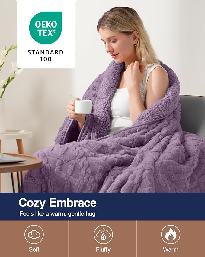 Super Fuzzy Soft Sherpa Fleece Weighted Blanket, 20 lbs Dual Sided Fluffy Heavy Weighted Blankets for Adults - No Bunching with Double Layers of Soft Inner Lining (60"x 80", 20 Pounds)