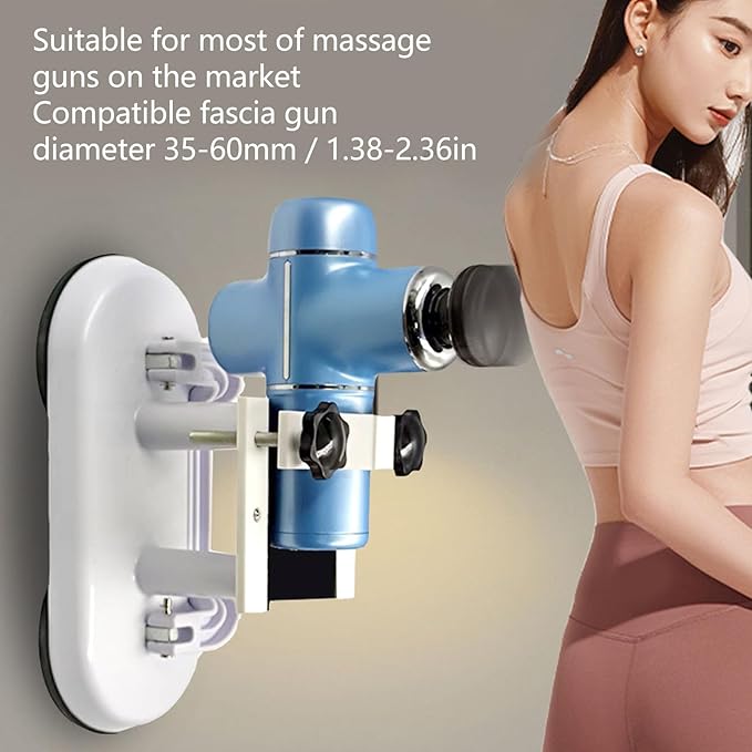 Hands Massage Gun Holder, Wall Mounted Multifunctional Fascia Gun Mounting Bracket for Fitness Back Shoulders Legs, with 2 Suction Cups