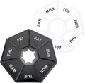 Sibba 7 Day Pill Organizer, 2 Pcs Medicine Pill Box, Daily Pill Holder, Portable Travel Pill Container Holder for Pocket or Purse, Medicine Planner for Vitamins Fish Oil, Supplements (Black, Clear)