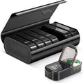 Zannaki Metal XL Weekly Pill Organizer 2 Times a Day, Large Travel Daily Pill Box 7 Day, Portable Week Twice Pill Holder Container, AM PM Pill Case for Medicine Vitamin Medication Supplement, Black