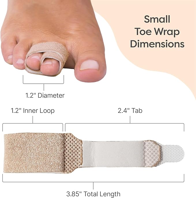ZenToes Hammer Toe Corrector for Women & Men - Reusable Fabric Buddy Wraps for Broken Toes - Cushioned Toe Splint for Protection & Recovery & Hammertoe Straightener - 4 Count (Small, Beige)