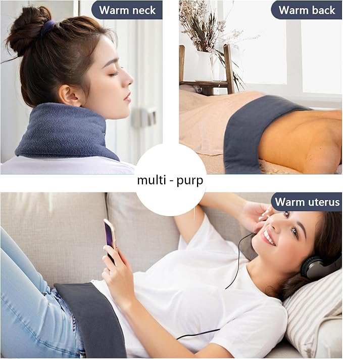 Heated Scarf with Tourmaline Stone - Heating Pad for Neck and Shoulders Pain Relief, Heat Pad for Muscle Relaxation & Tension Relief, Infrared Heated Scarf for Women with Rechargeable 10000mAh Power