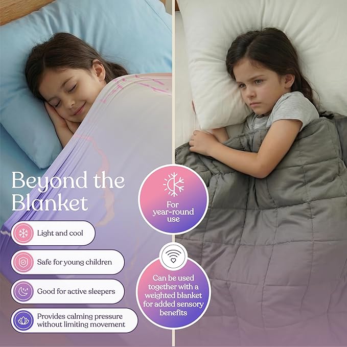 Deep Pressure Sensory Bed Sheet – Twin Sensory Compression Sheet Breathable Sleep Pod Blanket for Better Sleep Support – Calming Compression Blankets for Kids and Adults Pink and Purple
