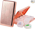 Pill Organizer 7 Days 8 Compartments, Travel Metal Pill Box, BPA-Free Portable Pill Box (Pattern Rose, Large)